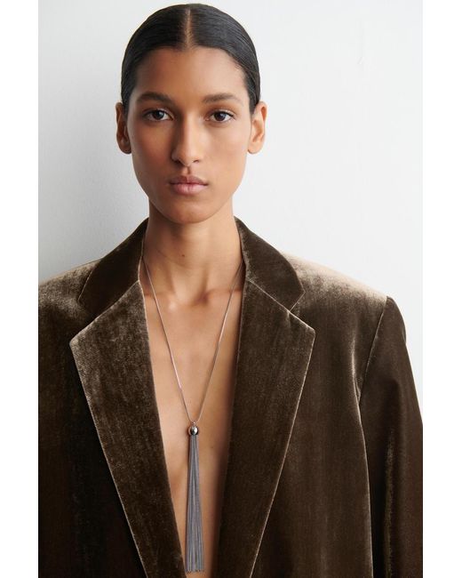 COS Brown Single-Breasted Velvet Blazer