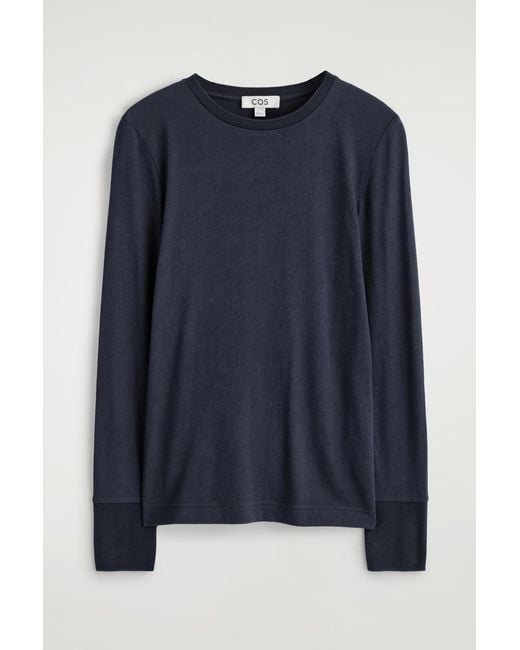 COS Blue Cotton Jersey Long-Sleeved Top
