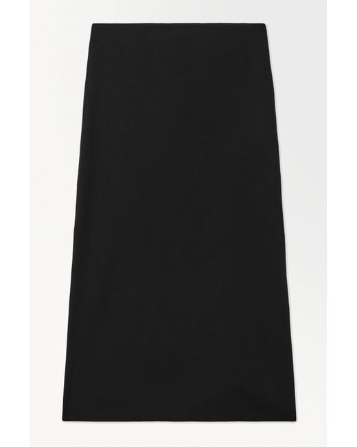 COS Black The Tailored Silk-blend Midi Skirt