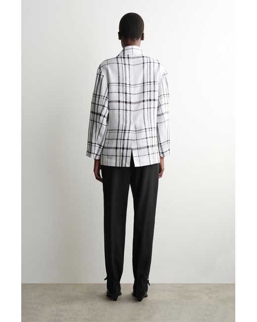COS White Checked Linen Blazer