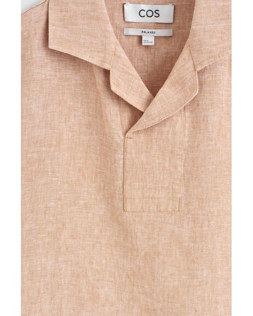 COS Orange Linen Popover Shirt for men