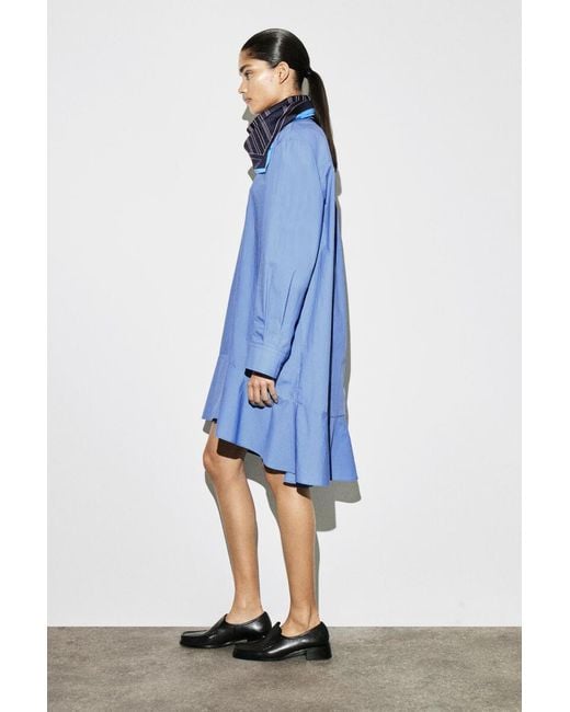 cos blue cotton dress SCULPTED COTTON MIDI DRESS - LIGHT BLUE