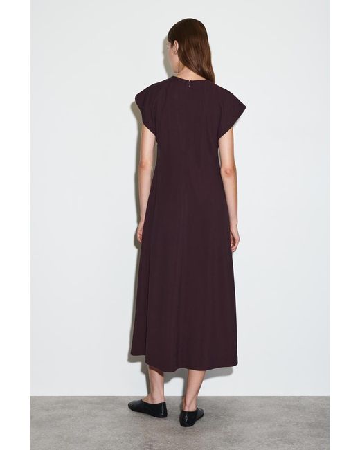 COS Purple Cape-Shoulder Midi Dress