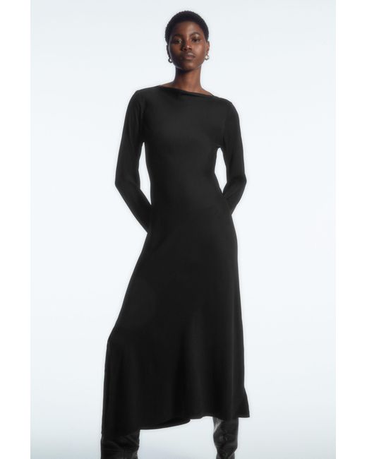 COS Black Asymmetric Midi Dress