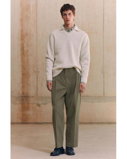 COS Green Pleated Relaxed-Fit Tapered Pants for men