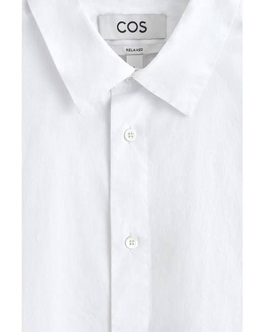 COS White Relaxed Cotton-Poplin Shirt for men