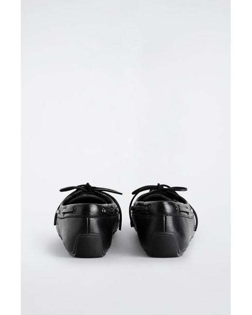 COS White Leather Moccasin Driving Shoes for men