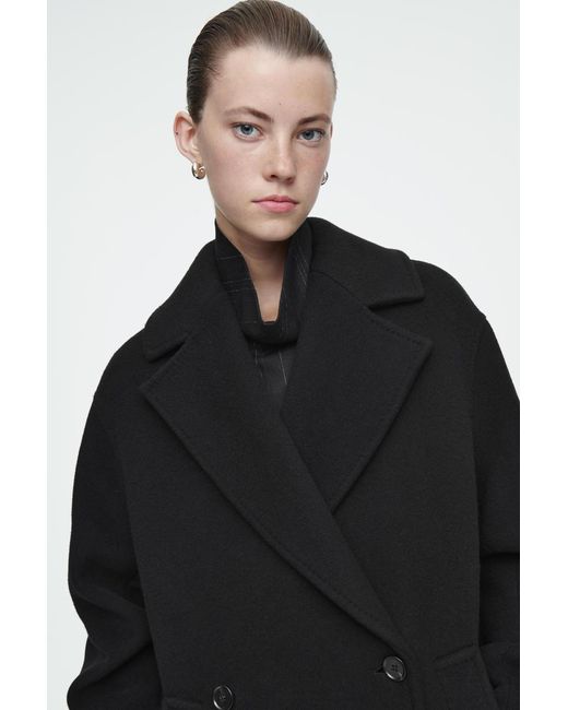 COS Black Oversized Wool-blend Coat (petite)
