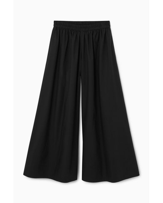 COS Black Gathered Wide-leg Trousers​