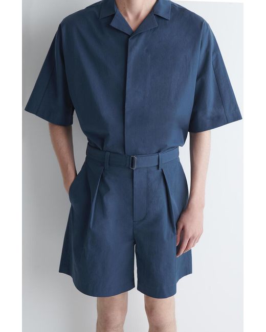 COS Blue Belted Pima Cotton Utility Shorts for men