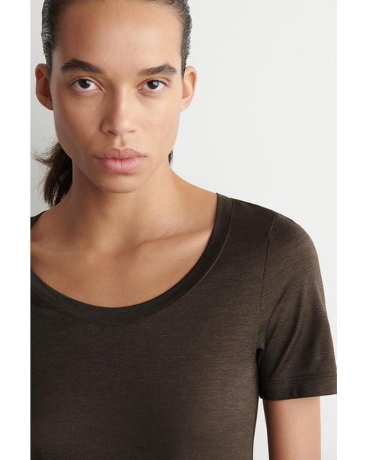 COS Black Slim Silk T-Shirt