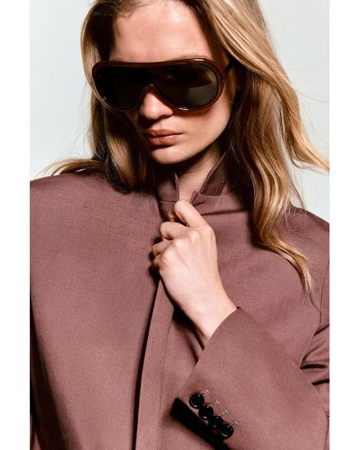 COS Brown Oversized Aviator Sunglasses