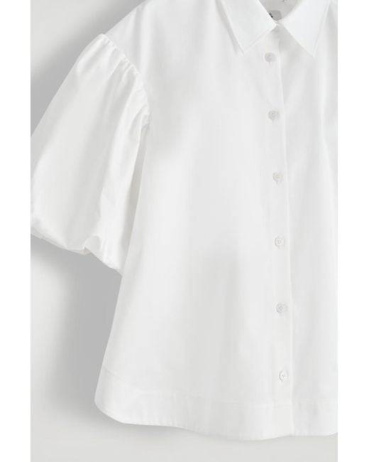 COS White Puff-Sleeve Cotton Shirt