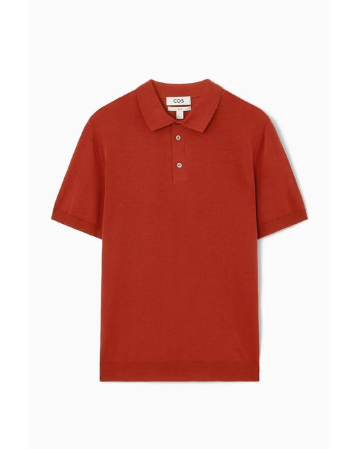 COS Poloshirt Aus Seidenstrick in Red für Herren