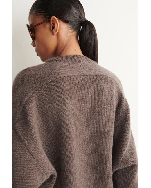 COS Brown Rounded Cashmere Crew-Neck Jumper