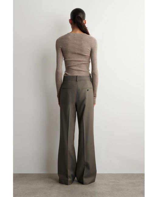 COS Gray Tailored Wool-Twill Bootcut Pants