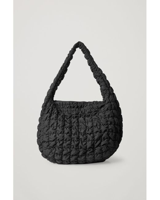 COS Black Quilted Oversized Crossbody Bag - Leather