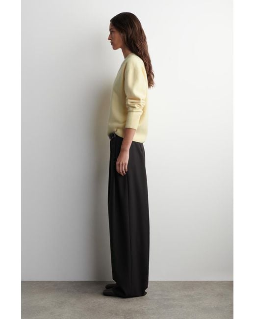 COS Yellow Rounded Wool V-Neck Sweater