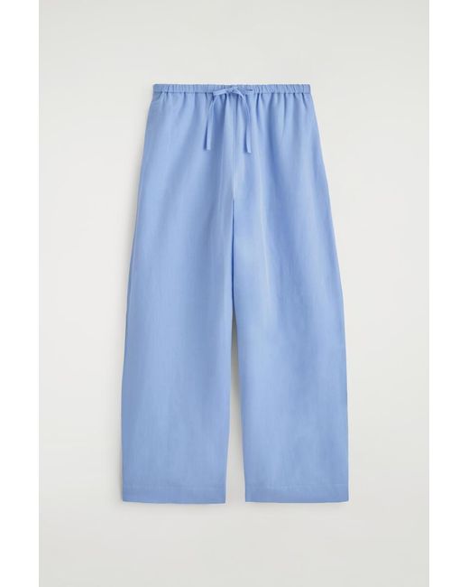 COS Blue Wide-Leg Linen Drawstring Pants