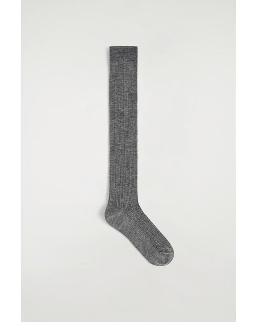 COS White Pointelle-Knit Silk-Blend Knee Socks