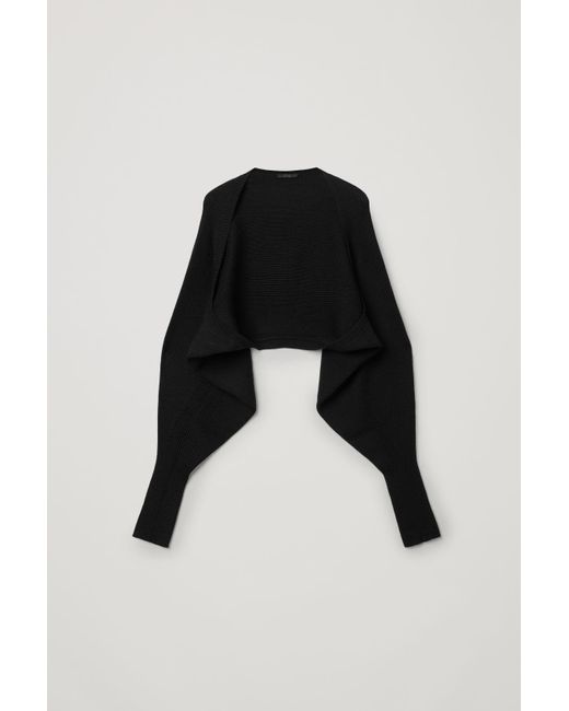 COS Black Knitted Merino Wool Hybrid Cardigan