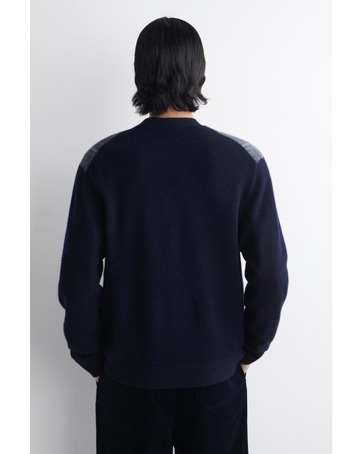 COS Blue Checked Wool V-Neck Cardigan for men