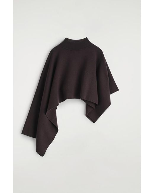 COS Black Asymmetric Double-Knit Wool Cape