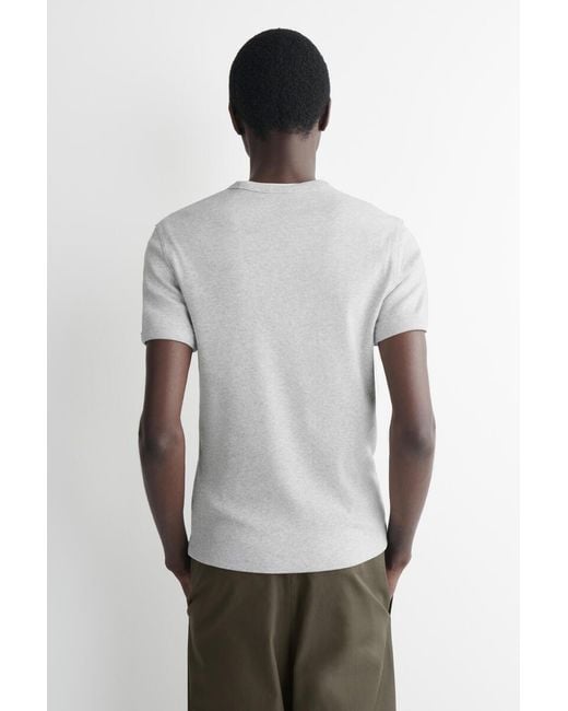 COS White Slim Ribbed Cotton T-shirt for men
