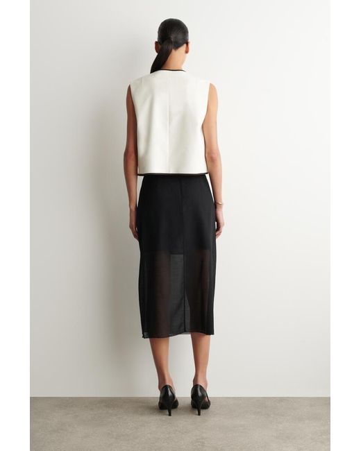 COS Natural Contrast-Trimmed Wrap Waistcoat
