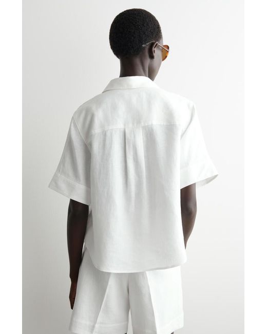 COS White Oversized Short-Sleeved Linen Shirt