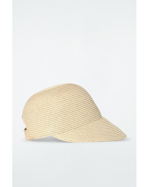 COS White Woven Straw Baseball Cap