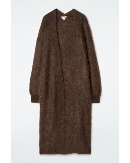 COS Brown Textured Mohair-Blend Maxi Cardigan