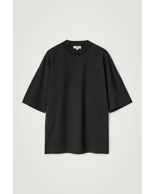 COS Black Oversized Heavyweight Mock-Neck T-Shirt for men