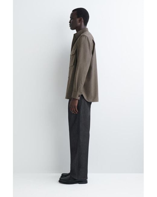COS Gray Epaulet-Detail Wool Shirt for men