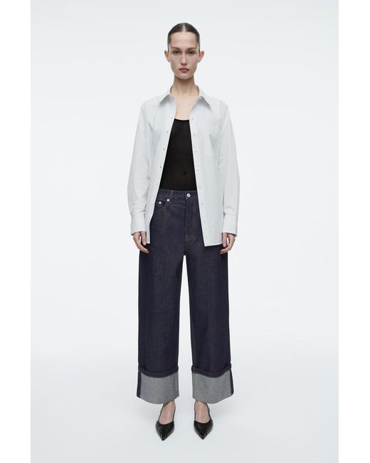 COS Blue Facade Turn-Up Straight-Leg Jeans