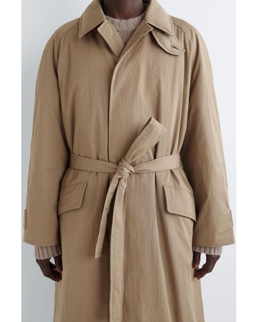 COS Natural Padded Belted Funnel-Neck Long Coat for men