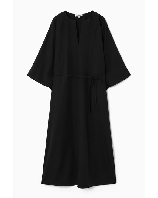COS Black Oversized Kaftan Midi Dress