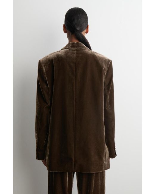 COS Brown Single-Breasted Velvet Blazer