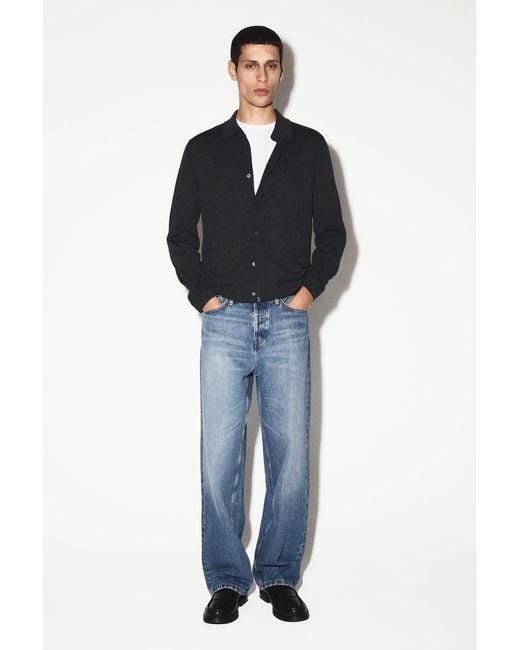 COS Black Knitted Merino Wool Shirt for men