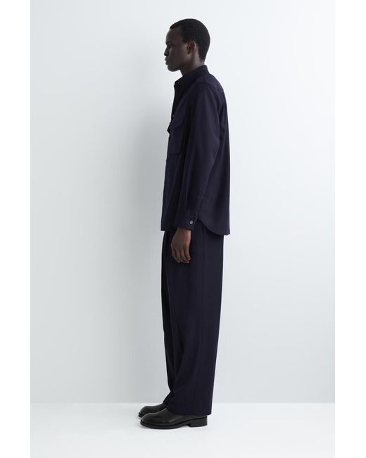 COS Blue Epaulet-Detail Wool Shirt for men