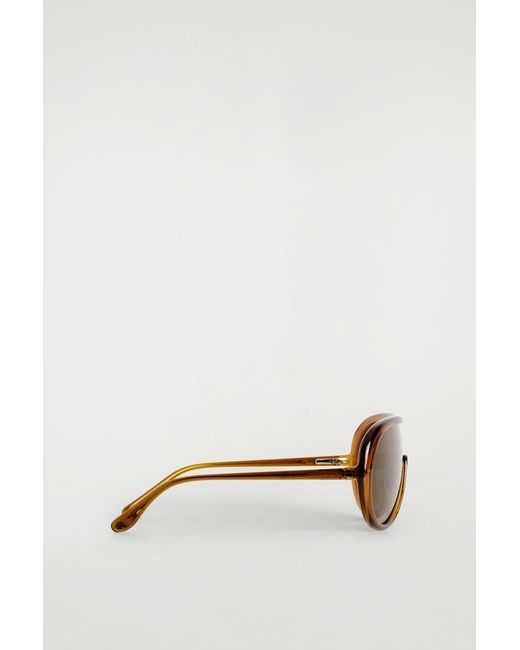 COS Brown Oversized Aviator Sunglasses