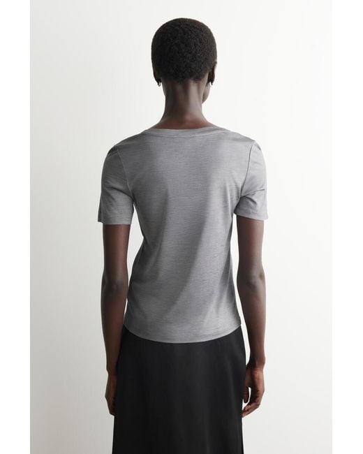COS Gray Slim Silk T-Shirt