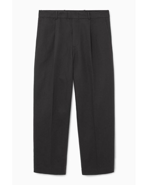 COS Gray Pleated Straight-leg Linen-blend Trousers for men