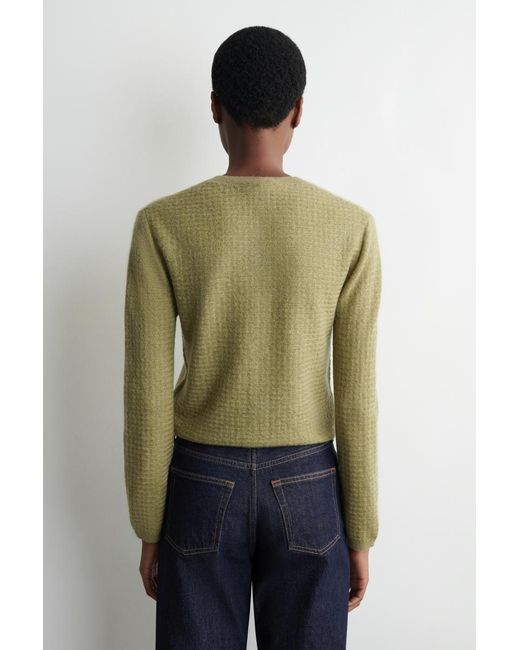 COS Green Zigzag-Knit Mohair-Blend Cardigan