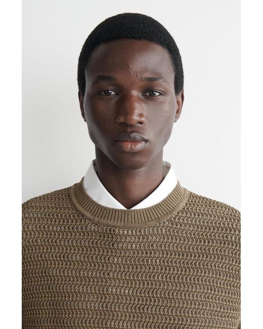 COS Natural Open-Knit T-Shirt for men