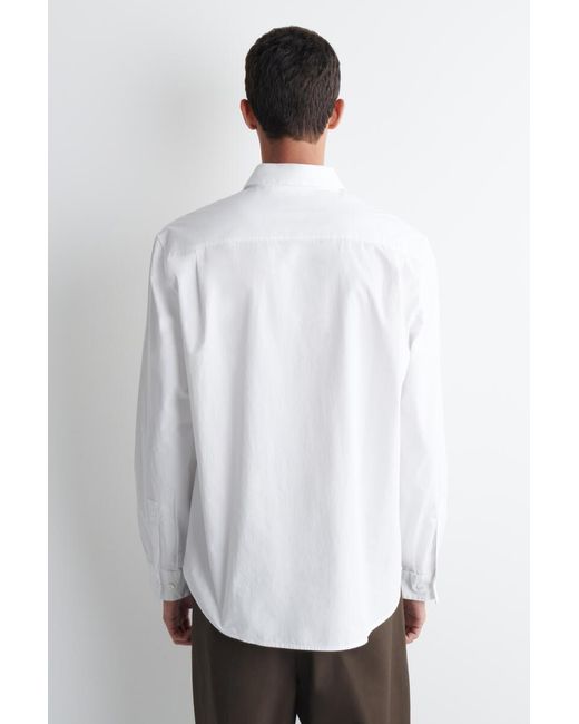 COS White Relaxed Cotton-Poplin Shirt for men