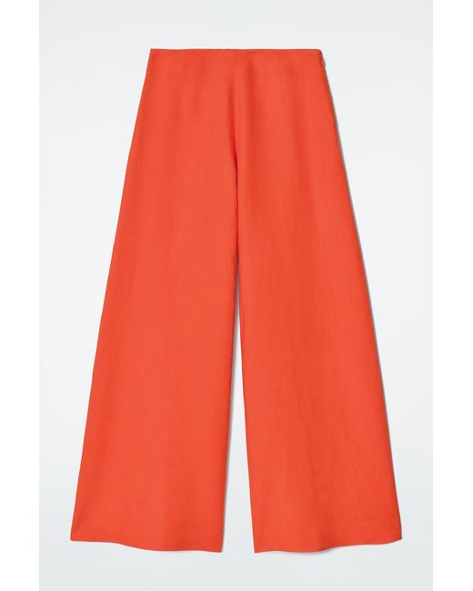 COS Red Linen Wide-Leg Trousers