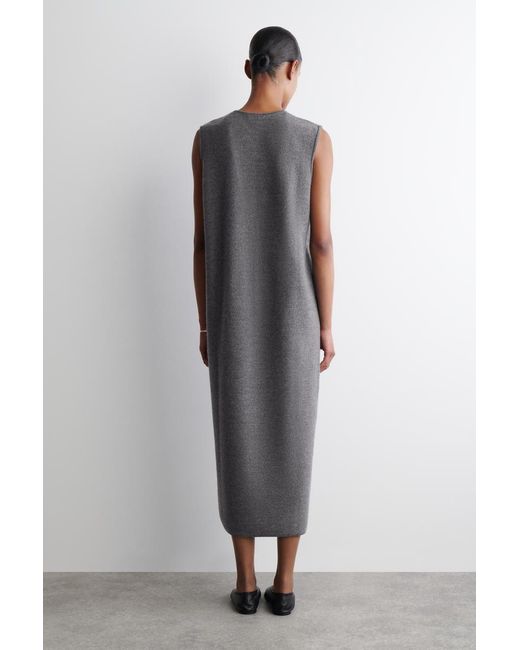 COS Gray Boiled-Wool Midi Dress