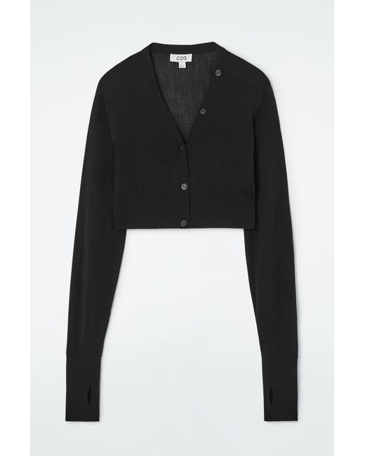 COS Black Cropped Wool-blend Cardigan
