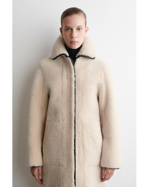 COS Natural Leather-trimmed Shearling Coat